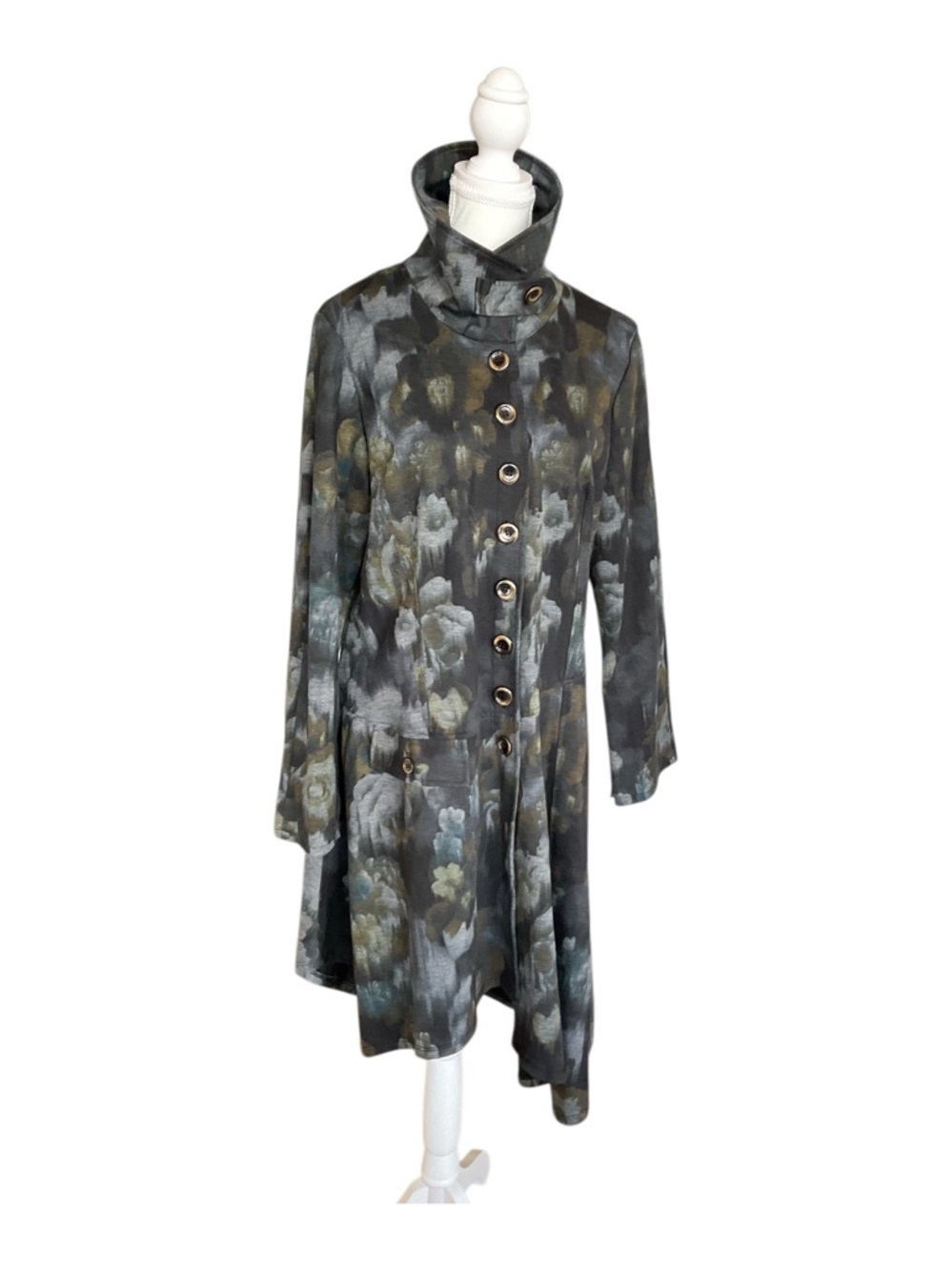 PURE Essence Abstract Floral Swing Jacket Tunic XL Made in Canada